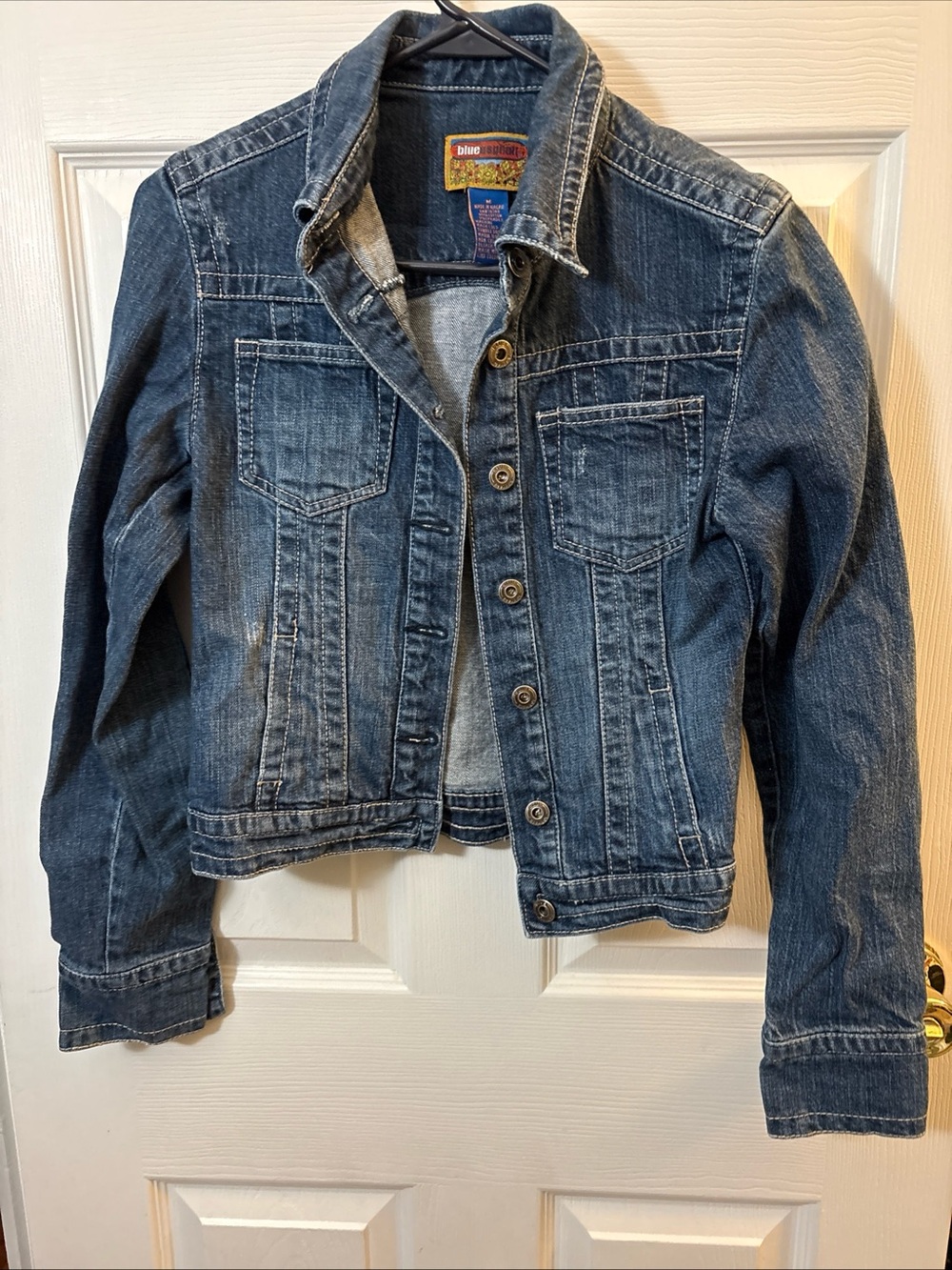 Blue Asphalt Dark Blue Denim Jacket with Colorful Patch